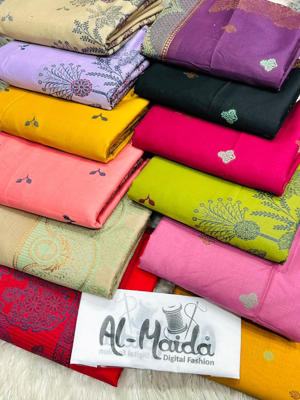 AL-MAIDA Fancy Jacquard Collection – Olive Bloom Radiance